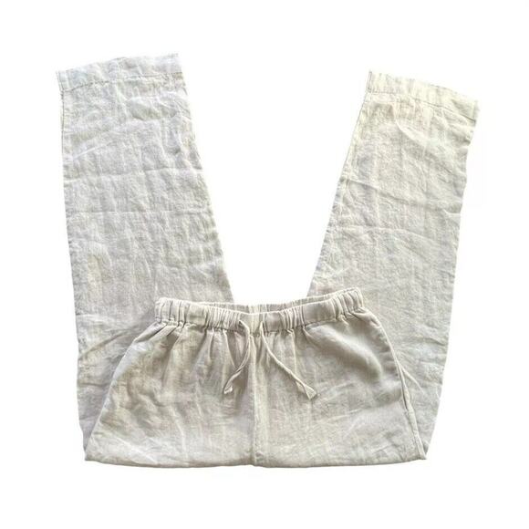 Quince 100% Flax Linen Lightweight Straight Leg Pants Sand Ivory Size XS Women - Picture 1 of 10